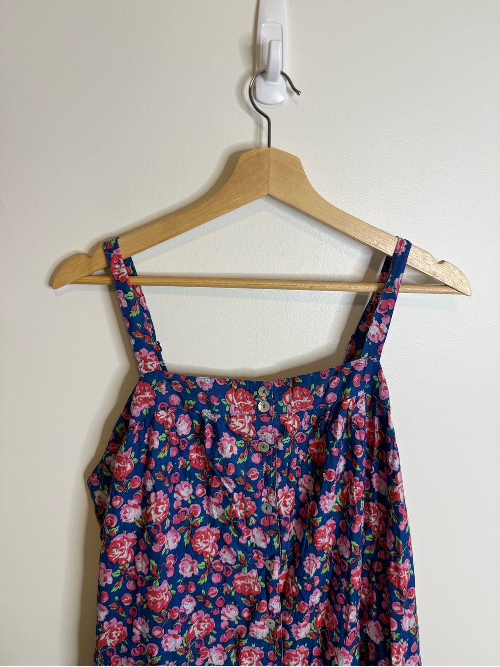 April Cornell Navy Floral Midi Dress with Pink Roses size XL - Picture 3 of 7